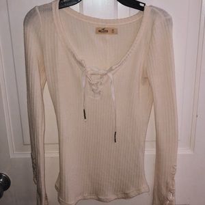 Hollister Off White Fleece Long Sleeve Shirt